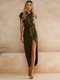 Nina Maxikleid mit Schleifendetail & Schlitz | Luftiges, locker sitzendes Kleid für Strand & Party