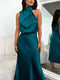 Elegantes Midikleid aus Satin | Asymmetrischer Ausschnitt & Sublimierte Silhouette