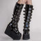 Gothic Damenstiefel mit Plateau & Keilabsatz | Cosplay High Heel Stiefel mit Schnallenriemen