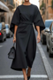 Aurelia Grace Damen Kleid mit Laternenärmeln | Elegantes Midi-Kleid für besondere Anlässe