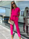 Elara Damen Jumpsuit mit V-Ausschnitt | Eleganter Einteiler mit Schleife & Weitem Bein