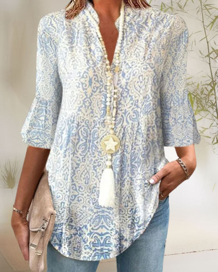 Lynn | Bluse mit 3/4-Ärmeln und Blumendruck - Lässige Eleganz