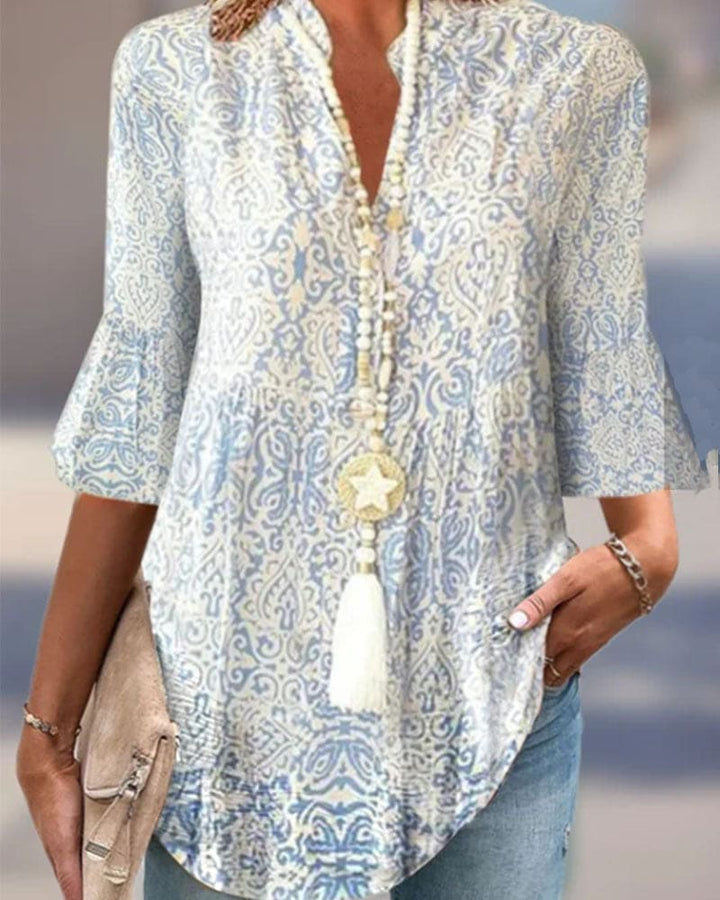 Lynn | Bluse mit 3/4-Ärmeln und Blumendruck - Lässige Eleganz