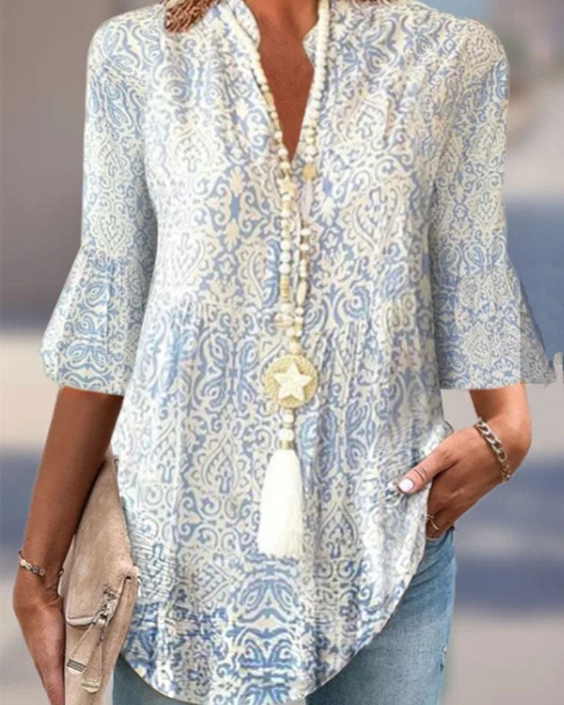 Lynn | Bluse mit 3/4-Ärmeln und Blumendruck - Lässige Eleganz