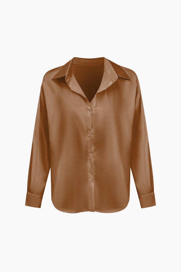 Lillian Satinbluse für Damen | Elegantes Langarmhemd mit lockerer Passform & zeitlosem Design