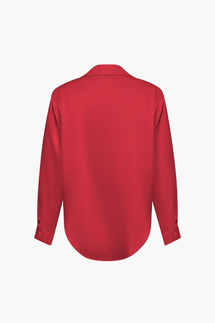 Lillian Satinbluse für Damen | Elegantes Langarmhemd mit lockerer Passform & zeitlosem Design