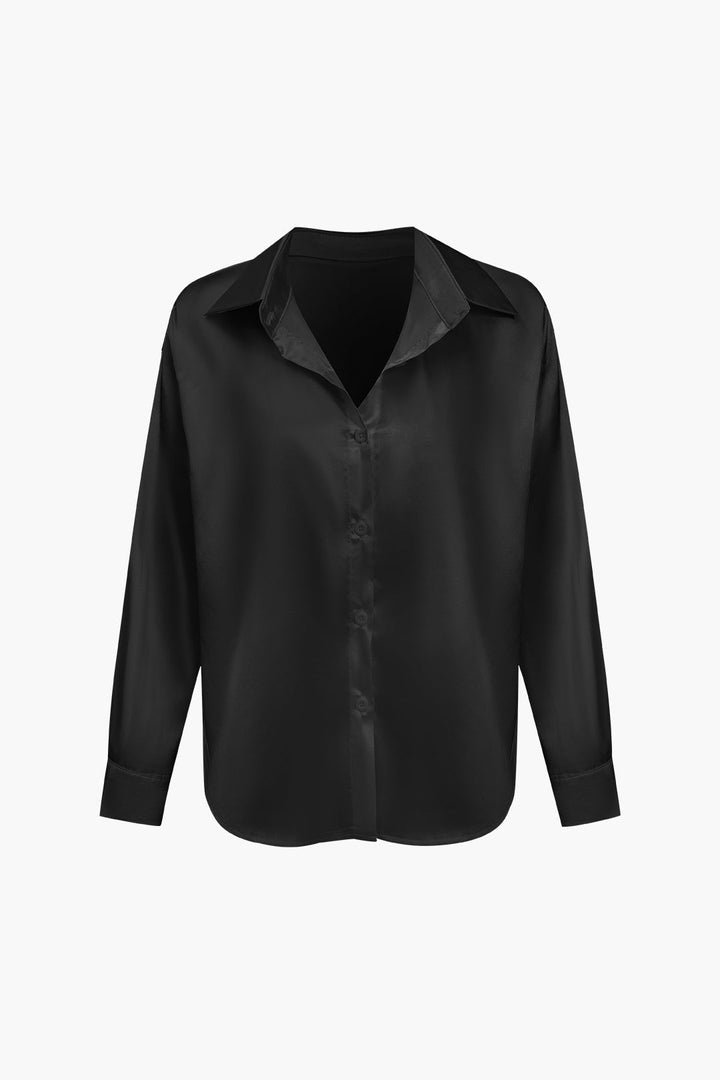 Lillian Satinbluse für Damen | Elegantes Langarmhemd mit lockerer Passform & zeitlosem Design