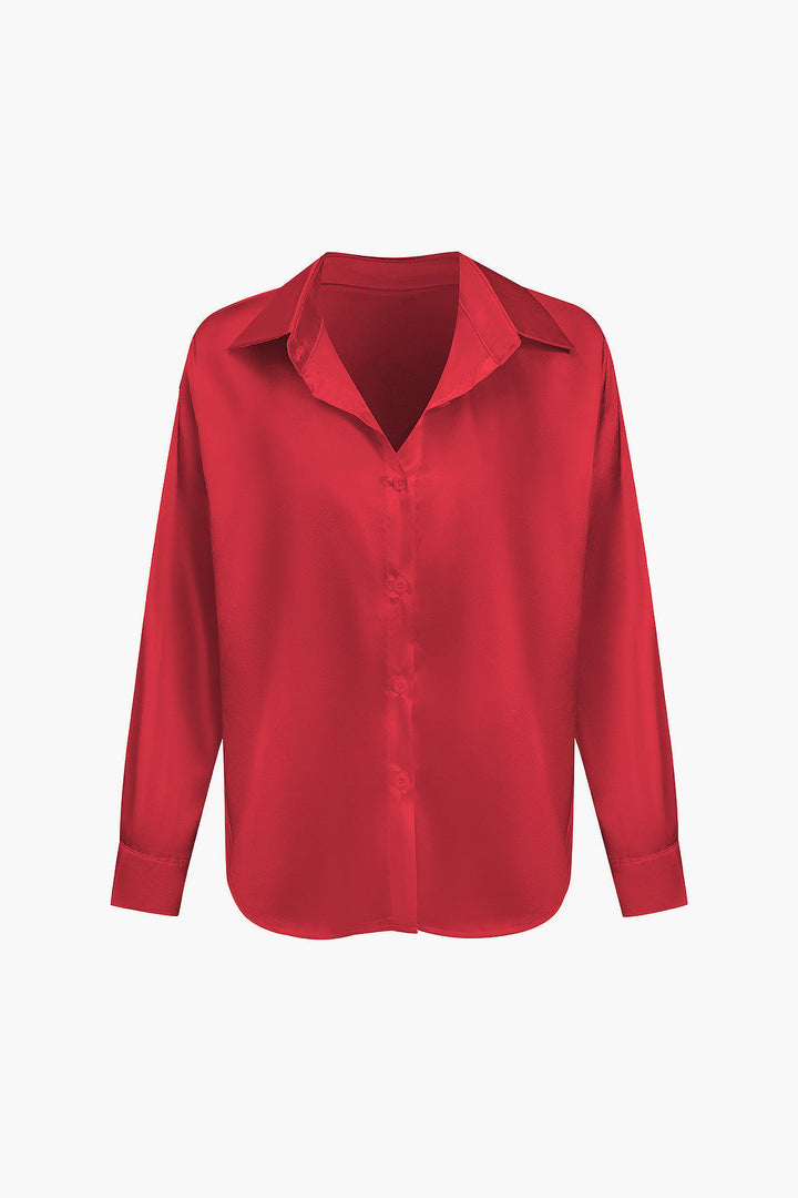 Lillian Satinbluse für Damen | Elegantes Langarmhemd mit lockerer Passform & zeitlosem Design