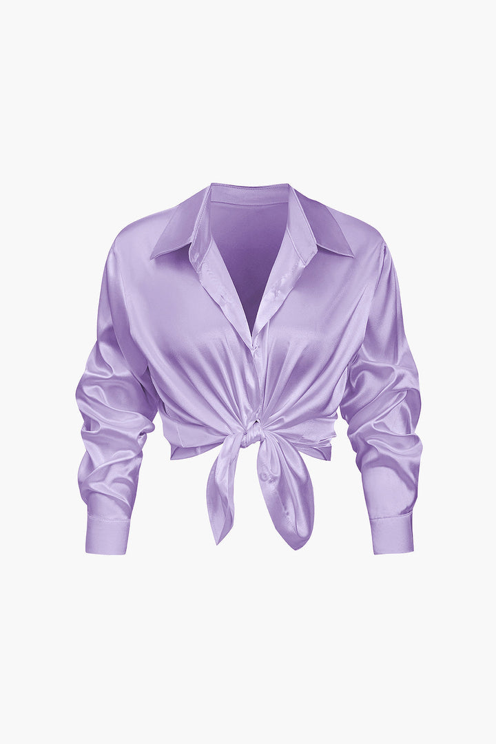 Lillian Satinbluse für Damen | Elegantes Langarmhemd mit lockerer Passform & zeitlosem Design