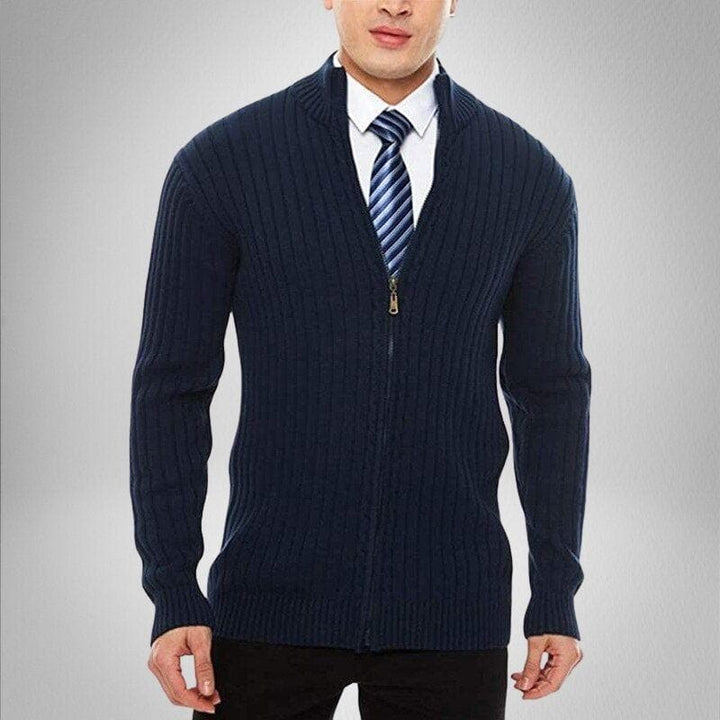 Clement Klassische gerippte Strickjacke mit Reißverschluss | Bequeme Eleganz für den modernen Mann