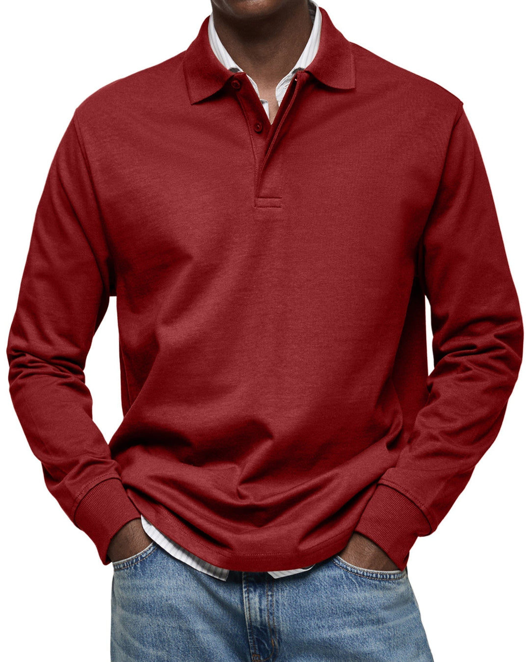 Herren Polohemd Langarm | Klassisches Hemd Soft