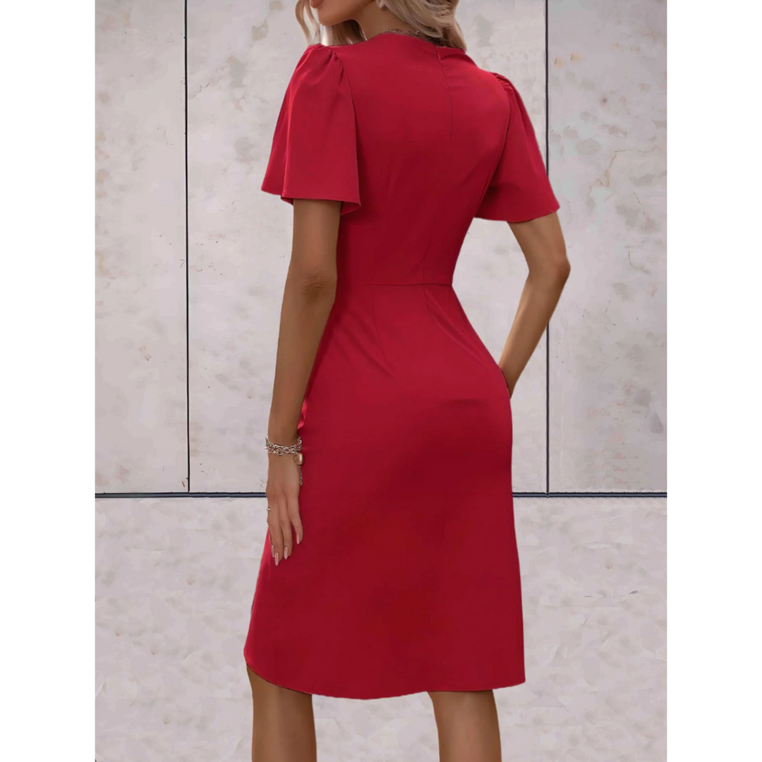 Evelina Wickelkleid für Frauen | Elegantes Kleid mit V-Ausschnitt, fließenden Ärmeln und bequemer Passform