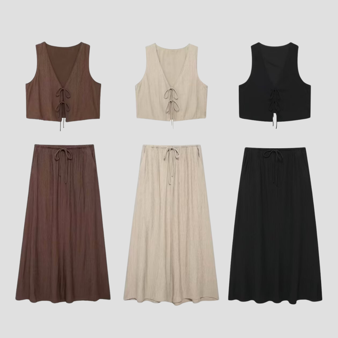 Seraphie Set Eleganter Midi-Rock für Frauen | Feminine Leichtigkeit & Sommerlicher Stil