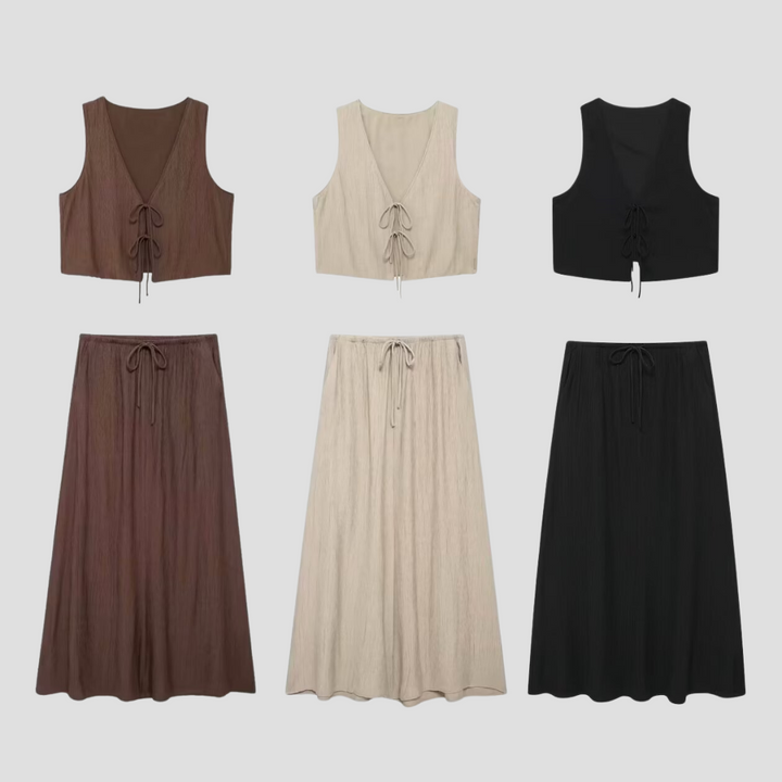 Seraphie Set Eleganter Midi-Rock für Frauen | Feminine Leichtigkeit & Sommerlicher Stil