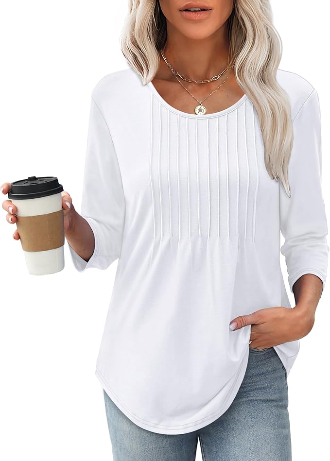 Afke Damen Oberteil mit Struktur und 3/4-Ärmeln | Bequemes Shirt für Büro & Freizeit