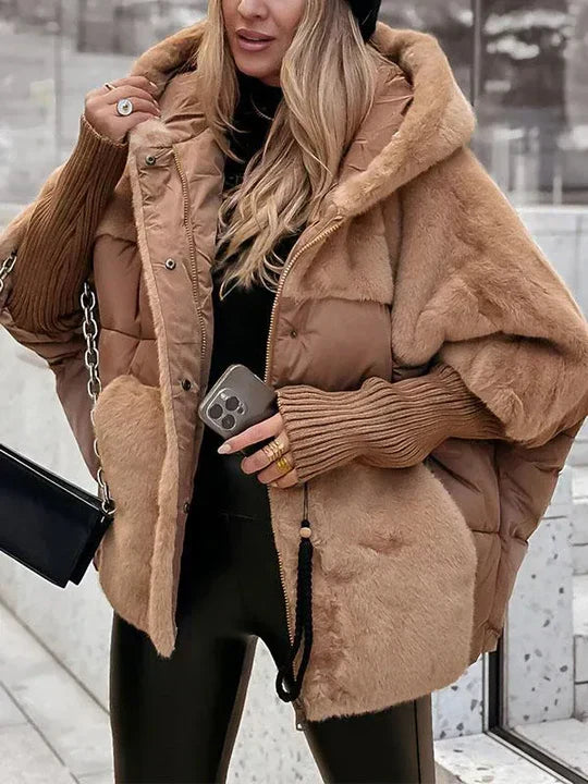 Warme Damen-Winterjacke mit Kapuze