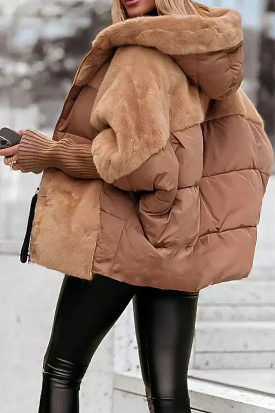 Warme Damen-Winterjacke mit Kapuze