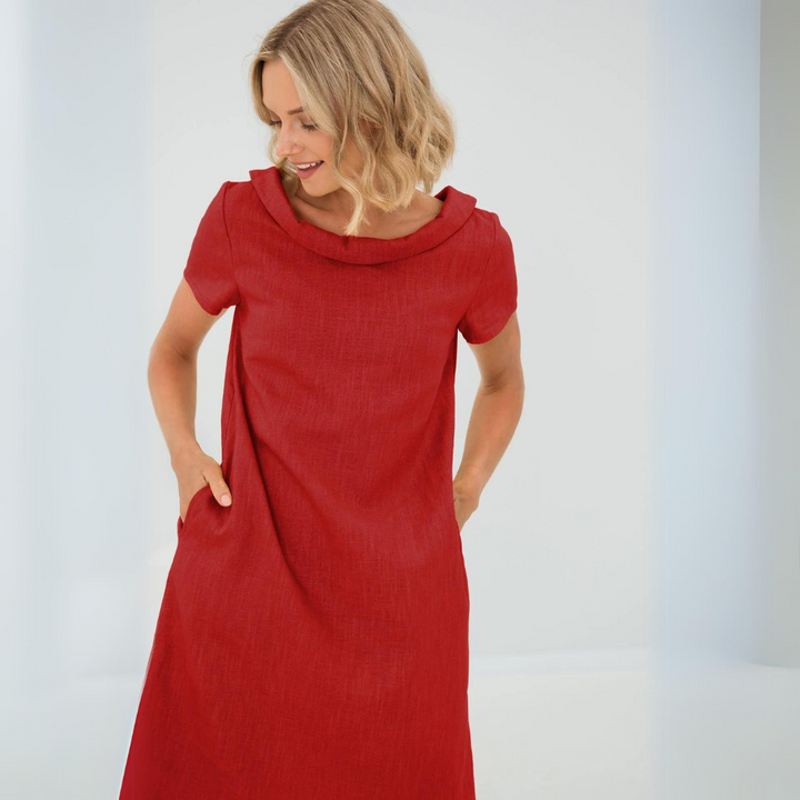 Alina Leinen Kleid mit Taschen | Weich & Atmungsaktiv | Perfekt für den Sommer