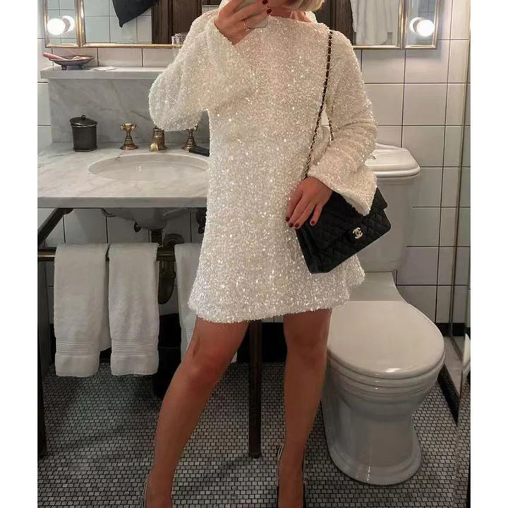 Mira Mini Kleid für Frauen | Glitzernde Pailletten & Fließender Schnitt