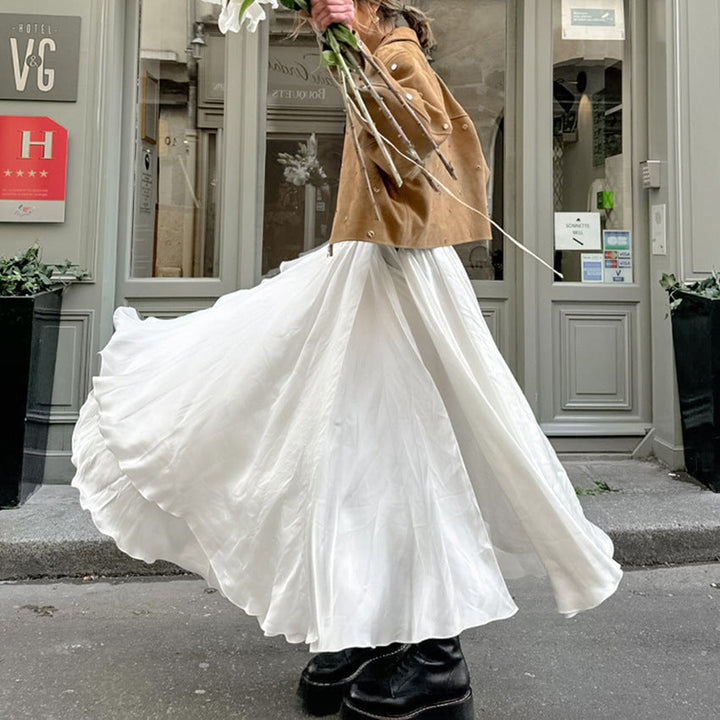 Lucie | Langer Rock aus fließendem Satin für Damen | Eleganz und Leichtigkeit für den Alltag