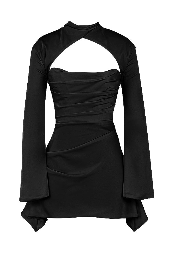 Oscer Glamouröses Kleid für Frauen | Hoher Kragen & Elegante Lange Ärmel