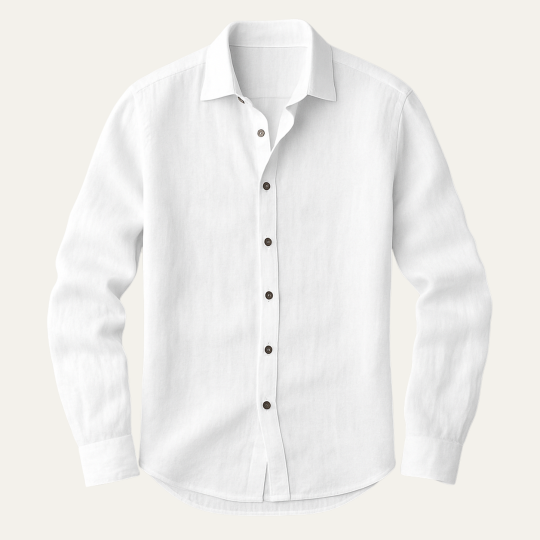 Leinenhemd Herren Langarm | Vintage Blau/Weiß Sommer Elegant