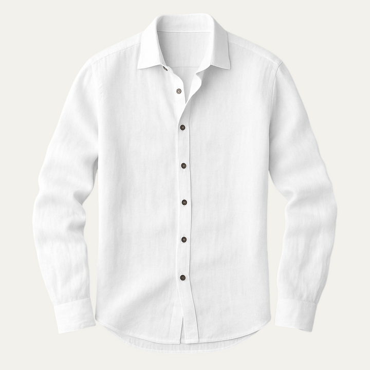 Leinenhemd Herren Langarm | Vintage Blau/Weiß Sommer Elegant