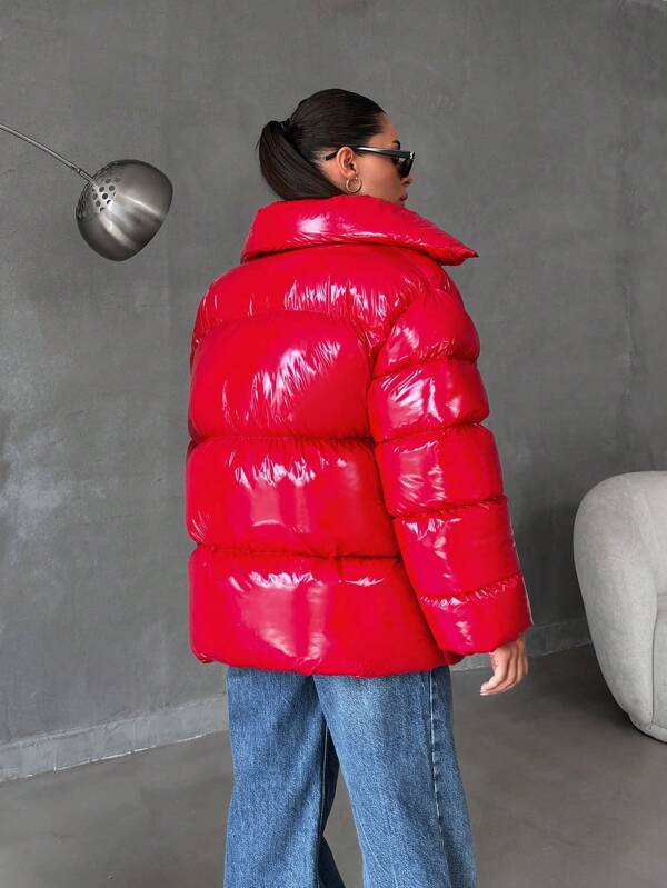 Scarlet - Oversized Shiny Puffer Jacket