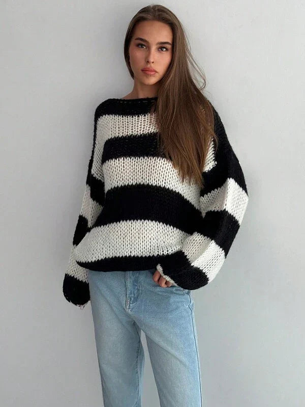 Alexia Langer Gestreifter Strickpullover – Komfort und Stil für Lässige Looks