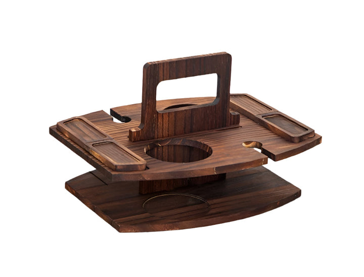 Tragbarer Weintisch aus Holz für Picknicks 36x31x26cm Geräumige Servierfläche