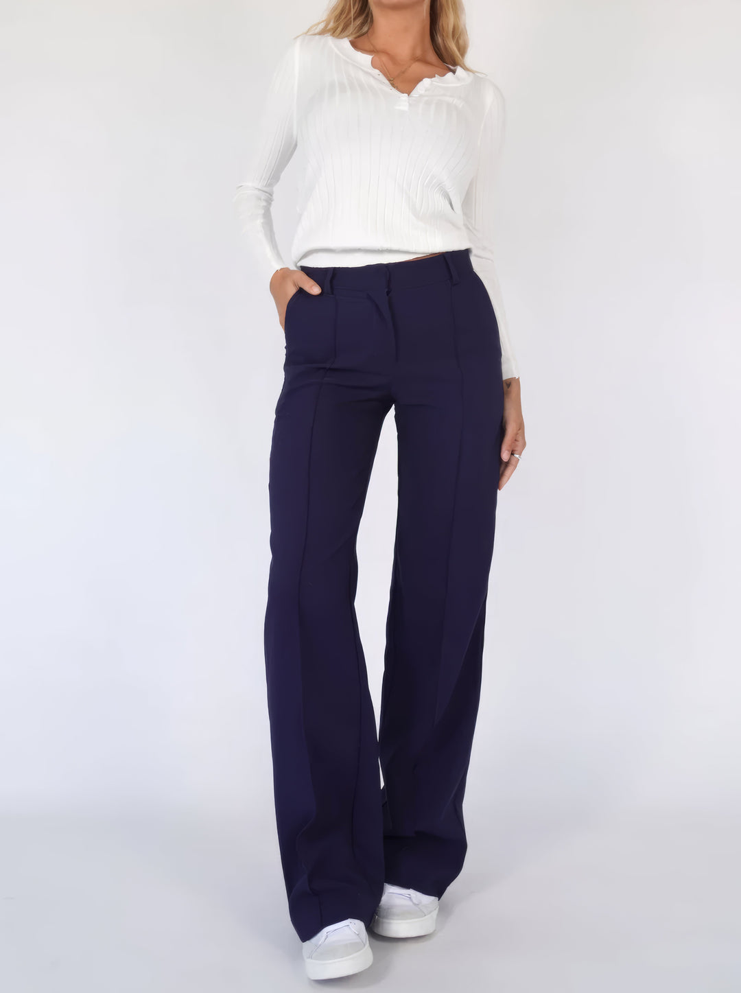 Lena Casual Wide Leg Trousers – Hoch Taillierte Hose mit Weiten Beinen für Vielseitigen Stil