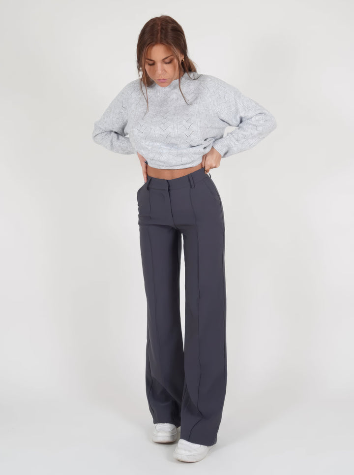 Lena Casual Wide Leg Trousers – Hoch Taillierte Hose mit Weiten Beinen für Vielseitigen Stil