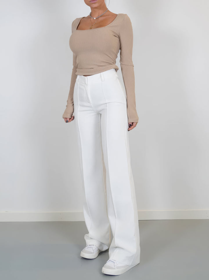 Lena Casual Wide Leg Trousers – Hoch Taillierte Hose mit Weiten Beinen für Vielseitigen Stil