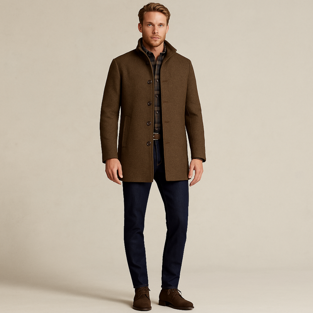 Herren Wollmantel Classic Winter | Tailored Stahlkragen Elegant