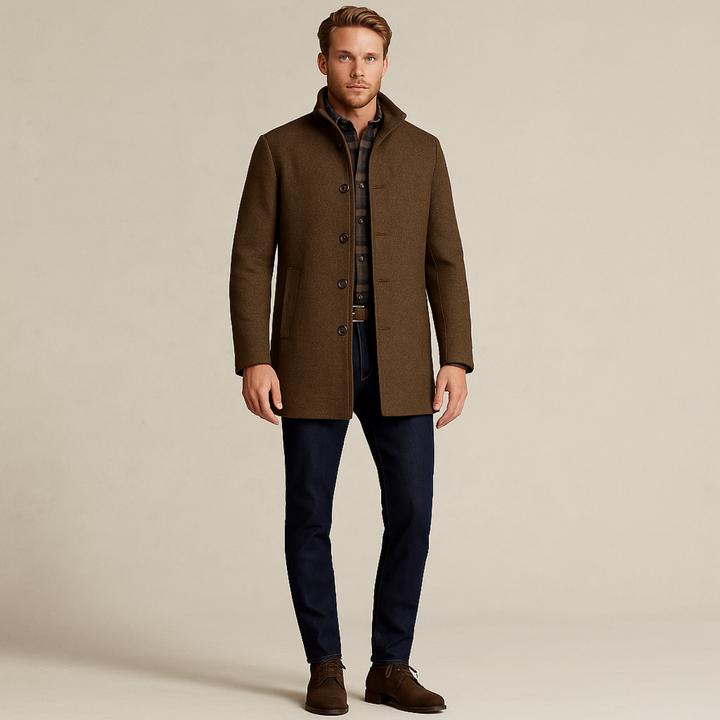 Herren Wollmantel Classic Winter | Tailored Stahlkragen Elegant
