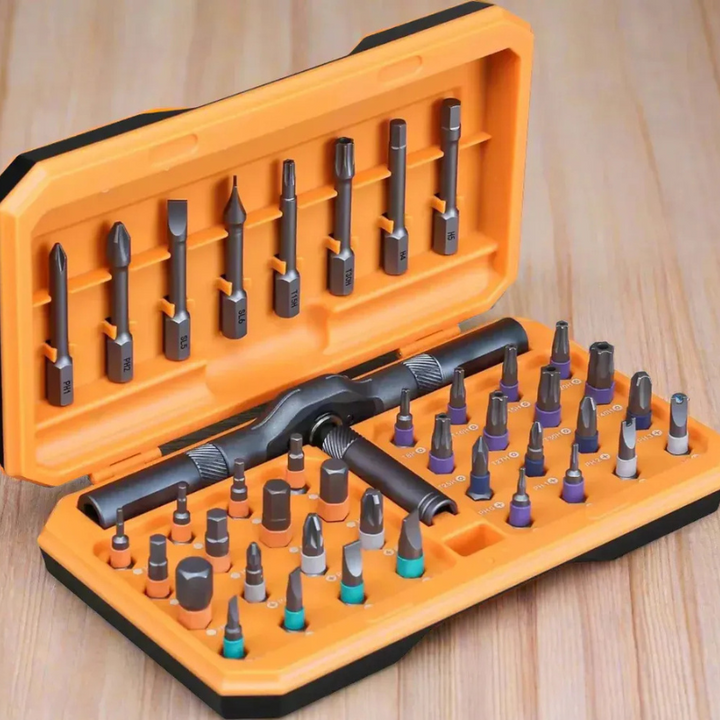 Dilbar Ratschen-Schraubendreher-Set 42 in 1 | Magnetisches Aluminium-Kompakt-Set