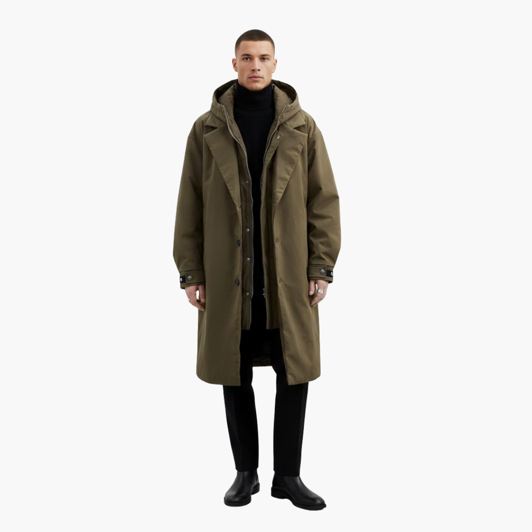 Herren Trenchcoat Reversible Kragen | Knopfverschluss Innenreißverschluss