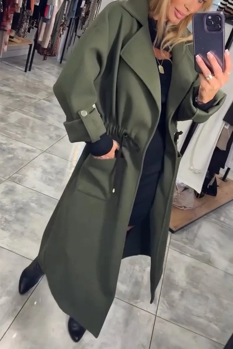 Eleganter, lässiger, langer Trenchcoat für Damen