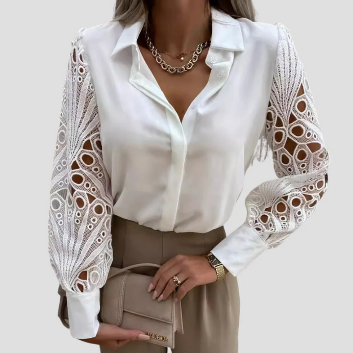 Nadège Patchwork-Bluse | Künstlerische Eleganz & Strukturierte Silhouette