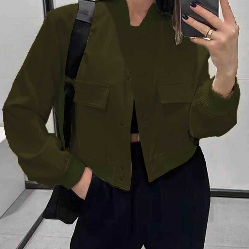 Nadine | Kurze Bomberjacke mit Knopfverschluss