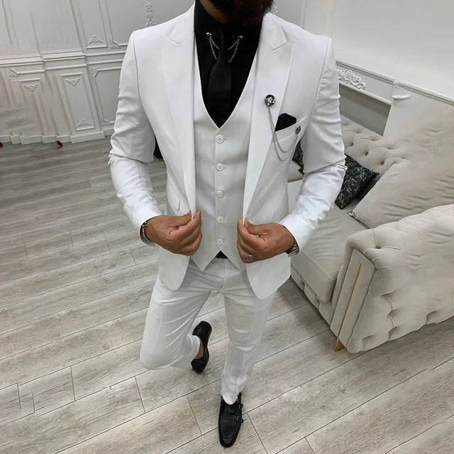 3-teiliger Slim Fit Business-Anzug - Blazer, Weste und Hose