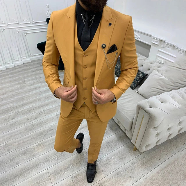 3-teiliger Slim Fit Business-Anzug - Blazer, Weste und Hose