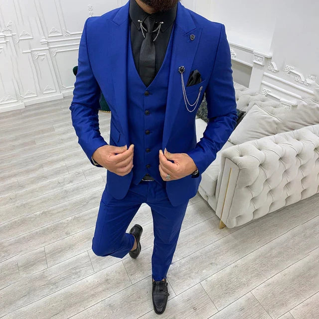 3-teiliger Slim Fit Business-Anzug - Blazer, Weste und Hose