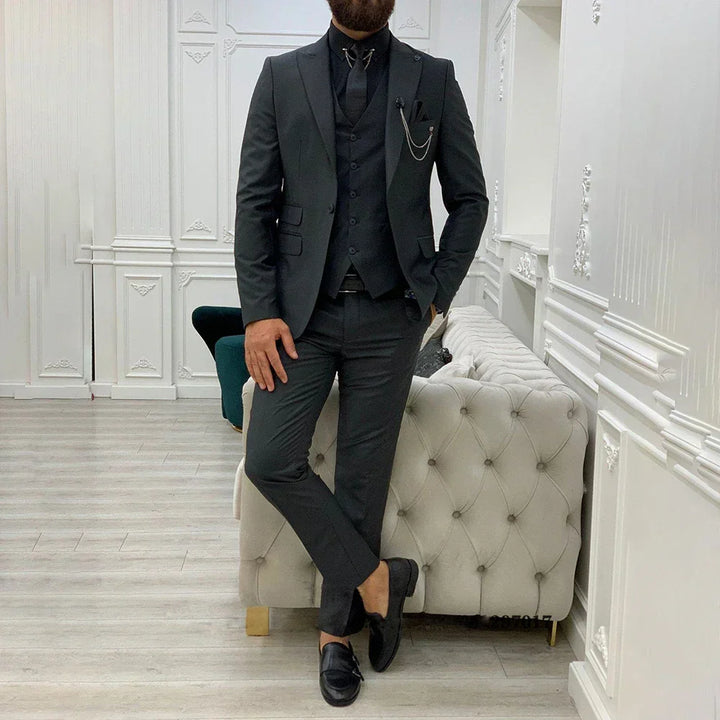 3-teiliger Slim Fit Business-Anzug - Blazer, Weste und Hose