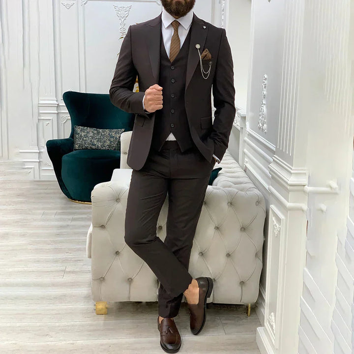 3-teiliger Slim Fit Business-Anzug - Blazer, Weste und Hose