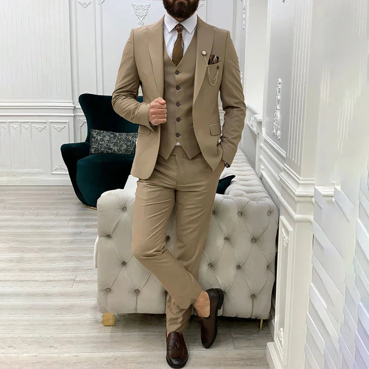 3-teiliger Slim Fit Business-Anzug - Blazer, Weste und Hose