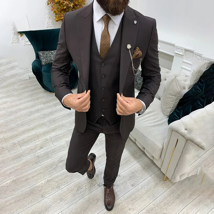 3-teiliger Slim Fit Business-Anzug - Blazer, Weste und Hose