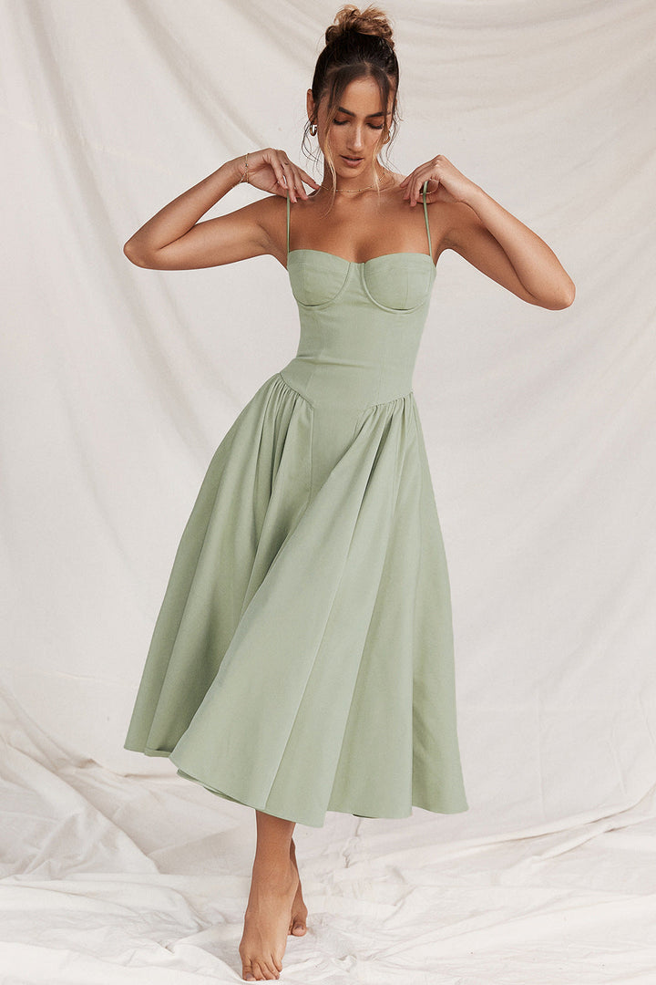 Élodie Grace Sommerkleid für Damen | Elegantes Korsettkleid mit Trägern & ausgestelltem Rock