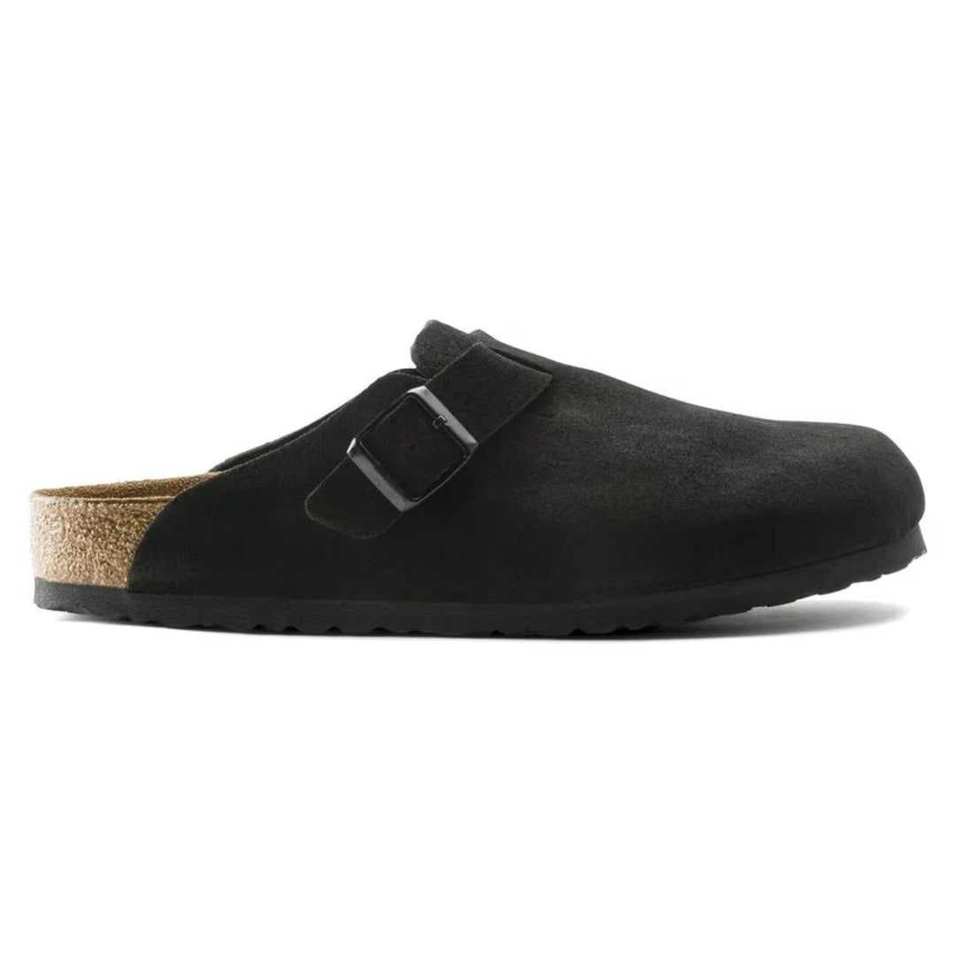 Boston Wildleder Schwarz | Klassische Clogs mit weichem Fußbett