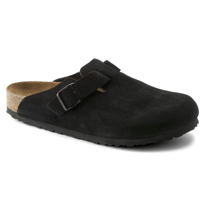 Boston Wildleder Schwarz | Klassische Clogs mit weichem Fußbett